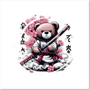 teddy bear katana kimono Posters and Art